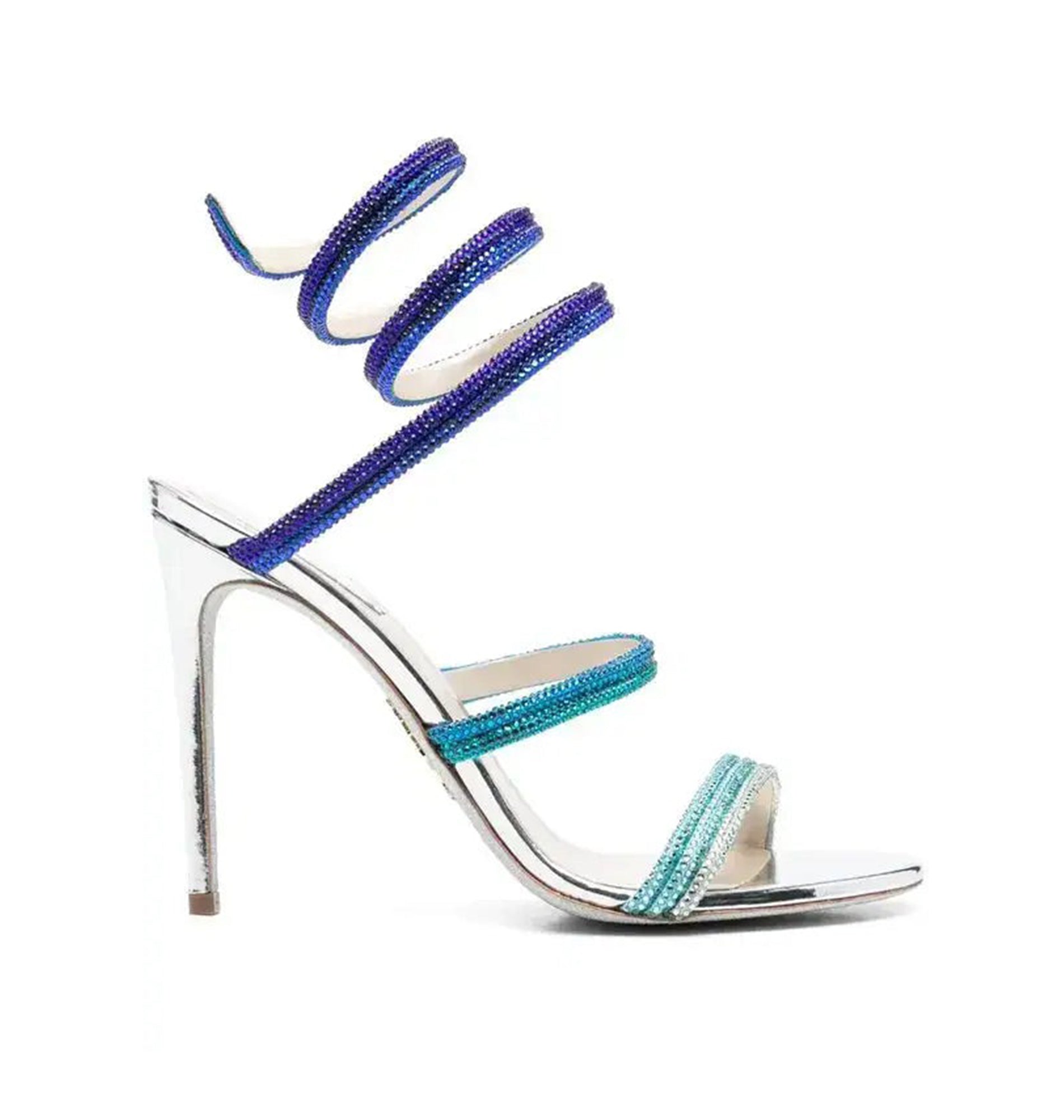 Sandales à talons Cleopatra 105 à strass en satin - Argento & Blu
