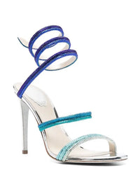 Sandales à talons Cleopatra 105 à strass en satin - Argento & Blu