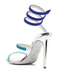Sandales à talons Cleopatra 105 à strass en satin - Argento & Blu