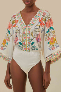 Body Insects Floral en coton - Blanc