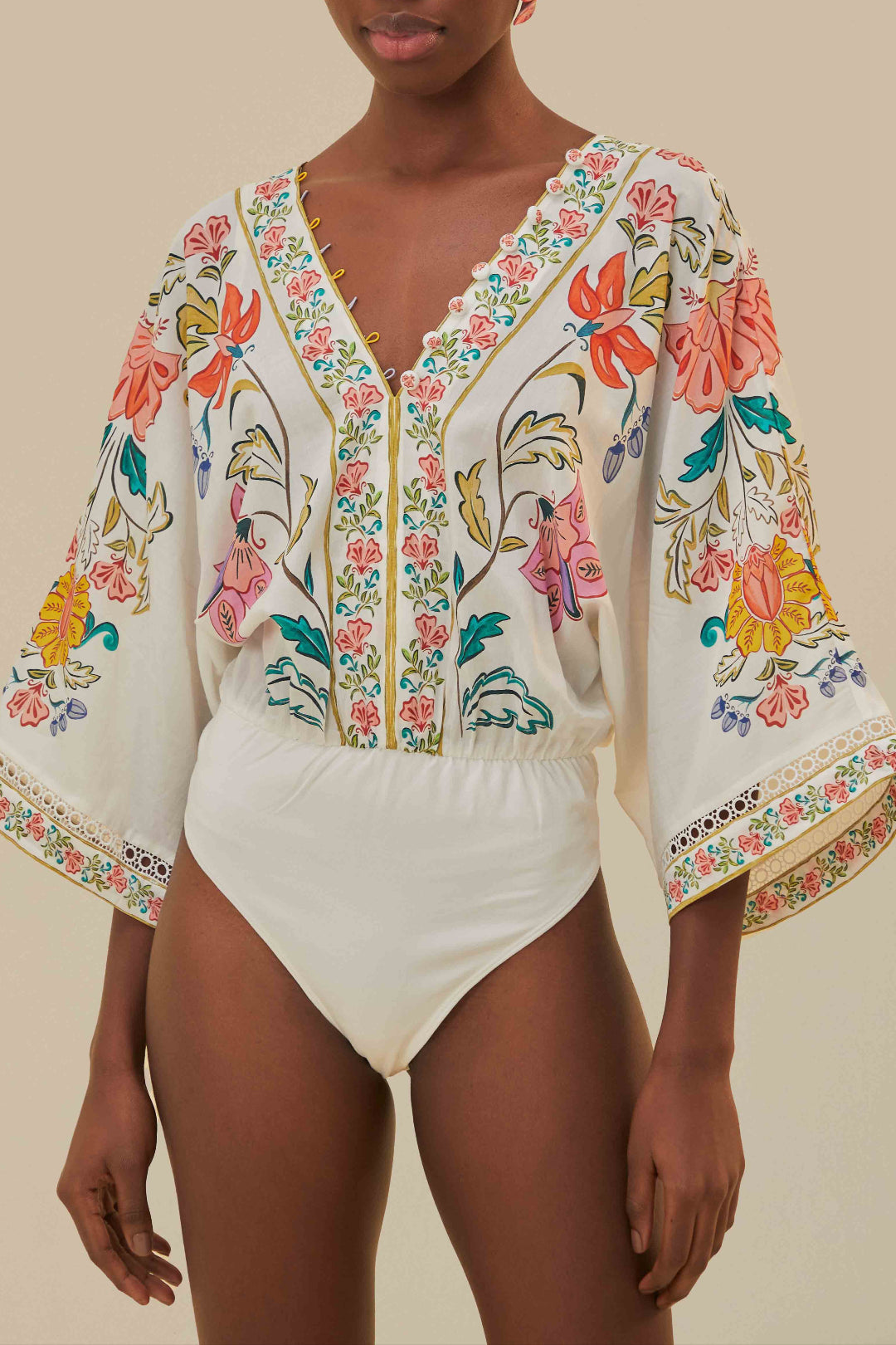 Body Insects Floral en coton - Blanc
