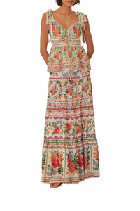 Bloom Garden maxi skirt in cotton - Orange