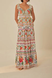 Bloom Garden maxi skirt in cotton - Orange