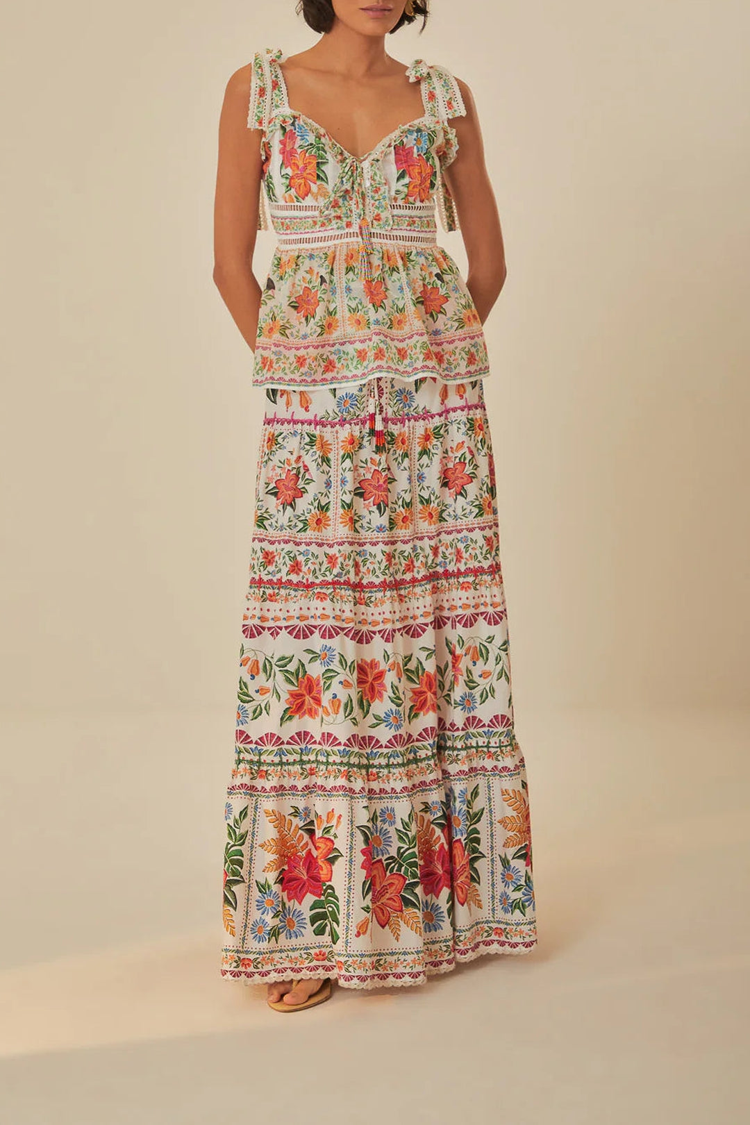 Bloom Garden maxi skirt in cotton - Orange