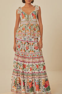 Bloom Garden maxi skirt in cotton - Orange