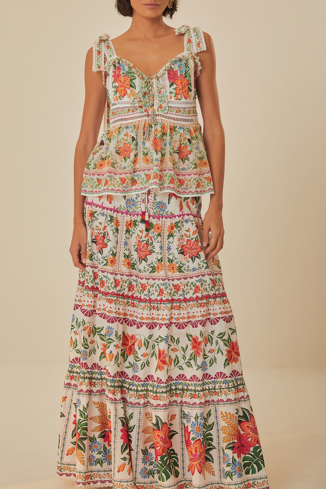 Bloom Garden maxi skirt in cotton - Orange