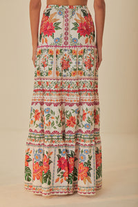Bloom Garden maxi skirt in cotton - Orange