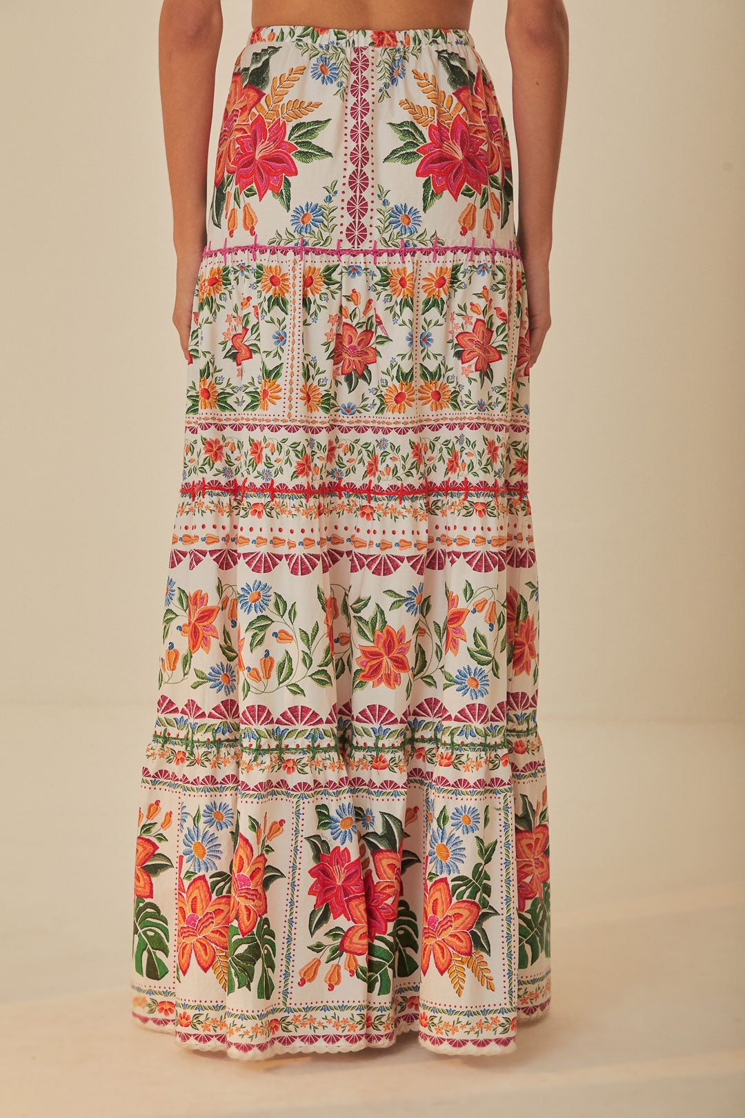 Bloom Garden maxi skirt in cotton - Orange