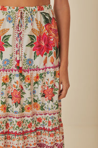 Bloom Garden maxi skirt in cotton - Orange