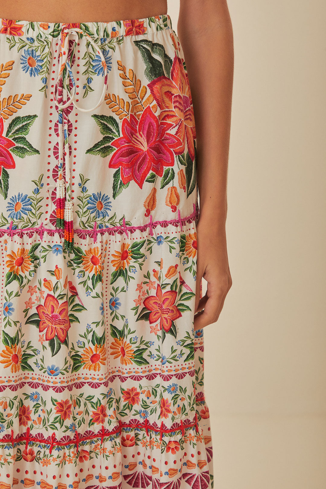 Bloom Garden maxi skirt in cotton - Orange