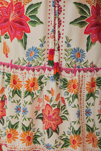 Bloom Garden maxi skirt in cotton - Orange