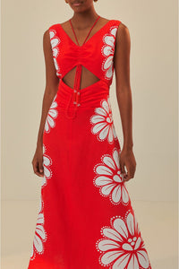 Robe midi Coquillage Ainika en lin - Rouge