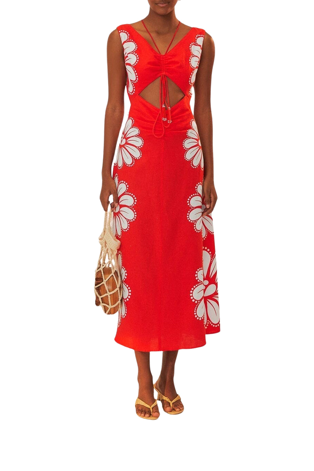 Robe midi Coquillage Ainika en lin - Rouge