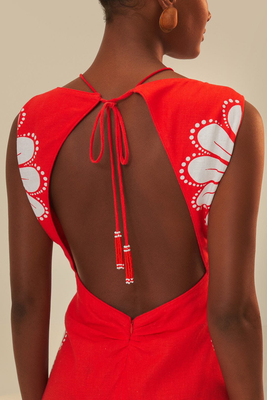 Robe midi Coquillage Ainika en lin - Rouge
