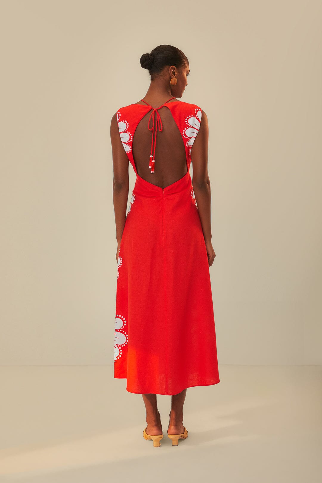 Robe midi Coquillage Ainika en lin - Rouge