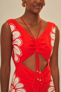 Robe midi Coquillage Ainika en lin - Rouge