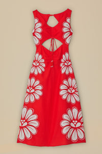 Robe midi Coquillage Ainika en lin - Rouge
