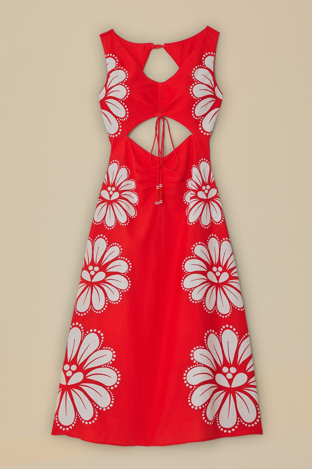 Robe midi Coquillage Ainika en lin - Rouge