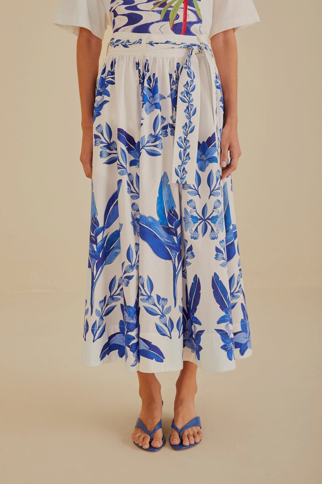 Jupe midi Yard en coton - Bleu