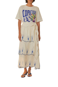 Jupe midi Sea Of Fish en lin - Blanc