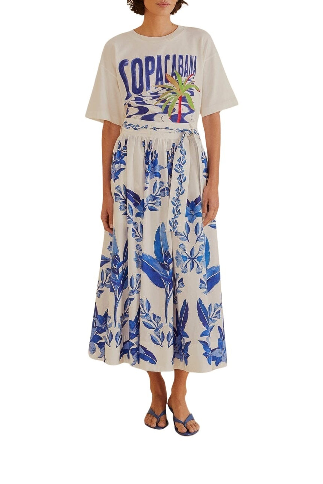 Jupe midi Yard en coton - Bleu