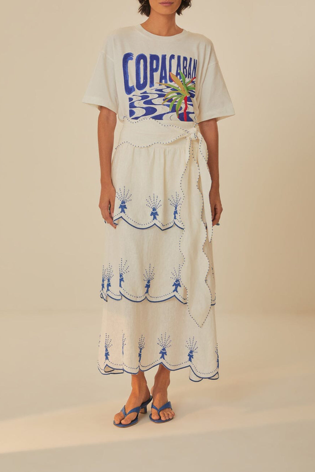 Jupe midi Yard en coton - Bleu