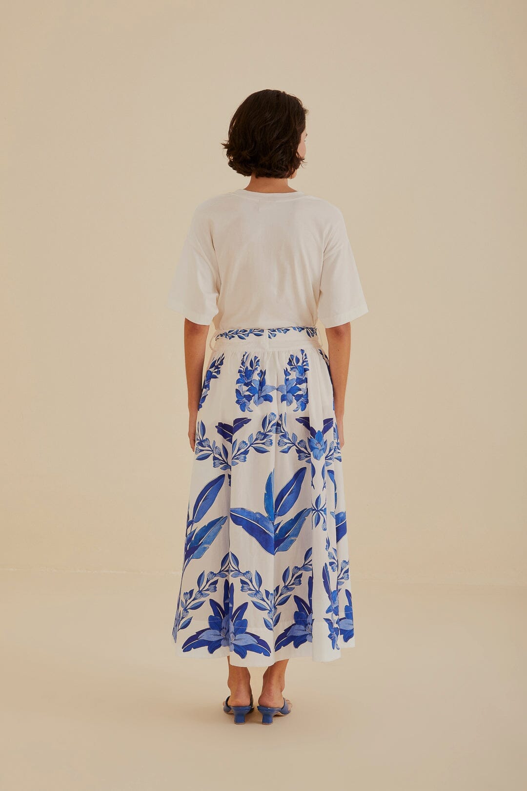 Jupe midi Yard en coton - Bleu