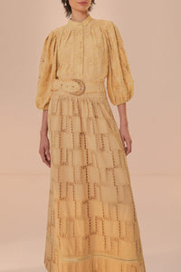 Jupe midi en crochet - Beige