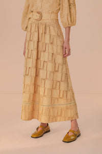Jupe midi en crochet - Beige