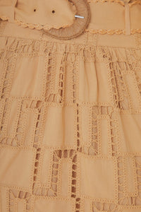 Jupe midi en crochet - Beige