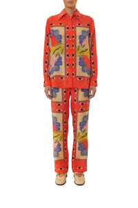 Chemise Surreal en foulard à manches longues - Rouge