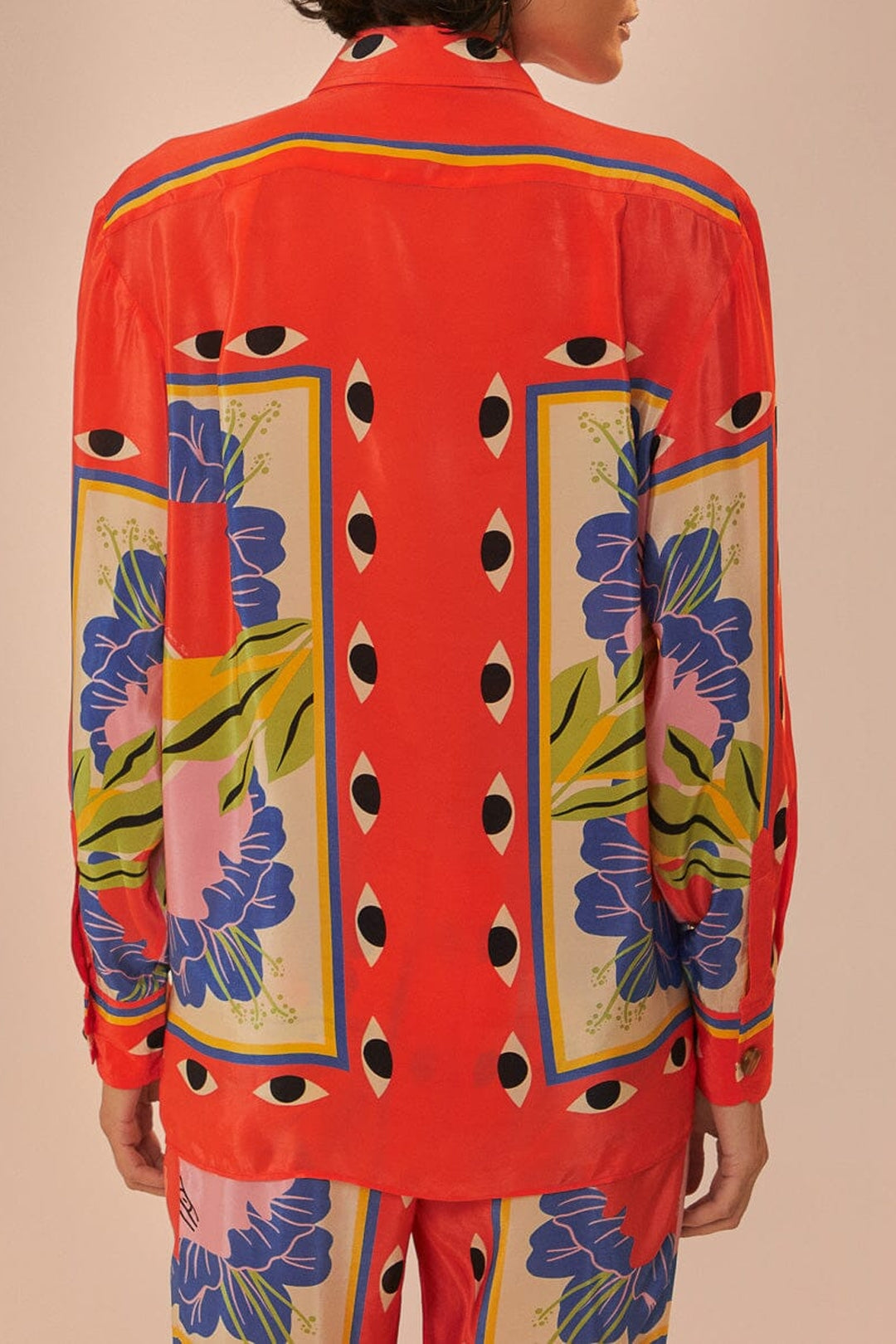 Chemise Surreal en foulard à manches longues - Rouge