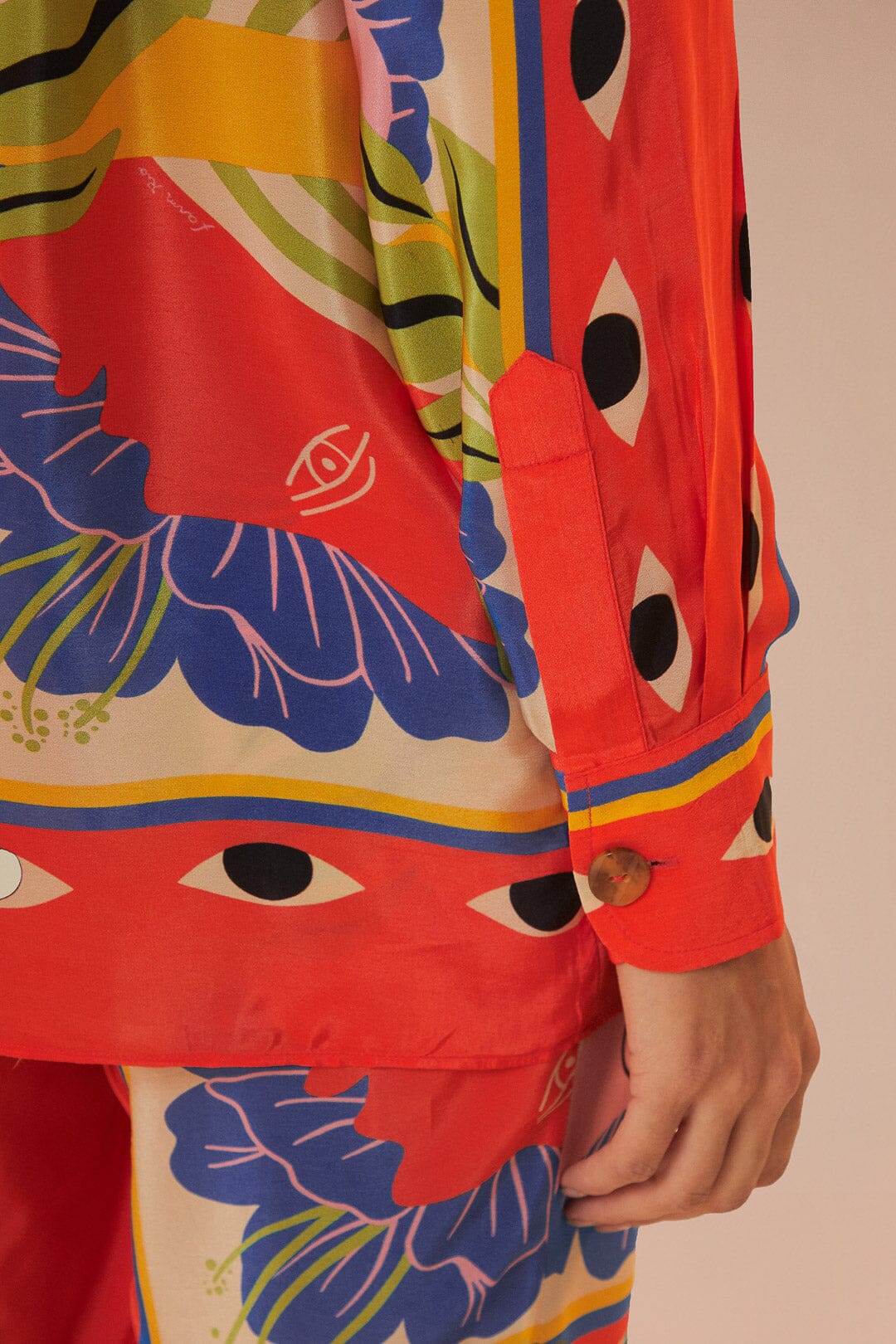 Chemise Surreal en foulard à manches longues - Rouge