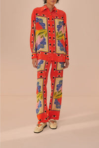 Pantalon Surreal en foulard - Rouge