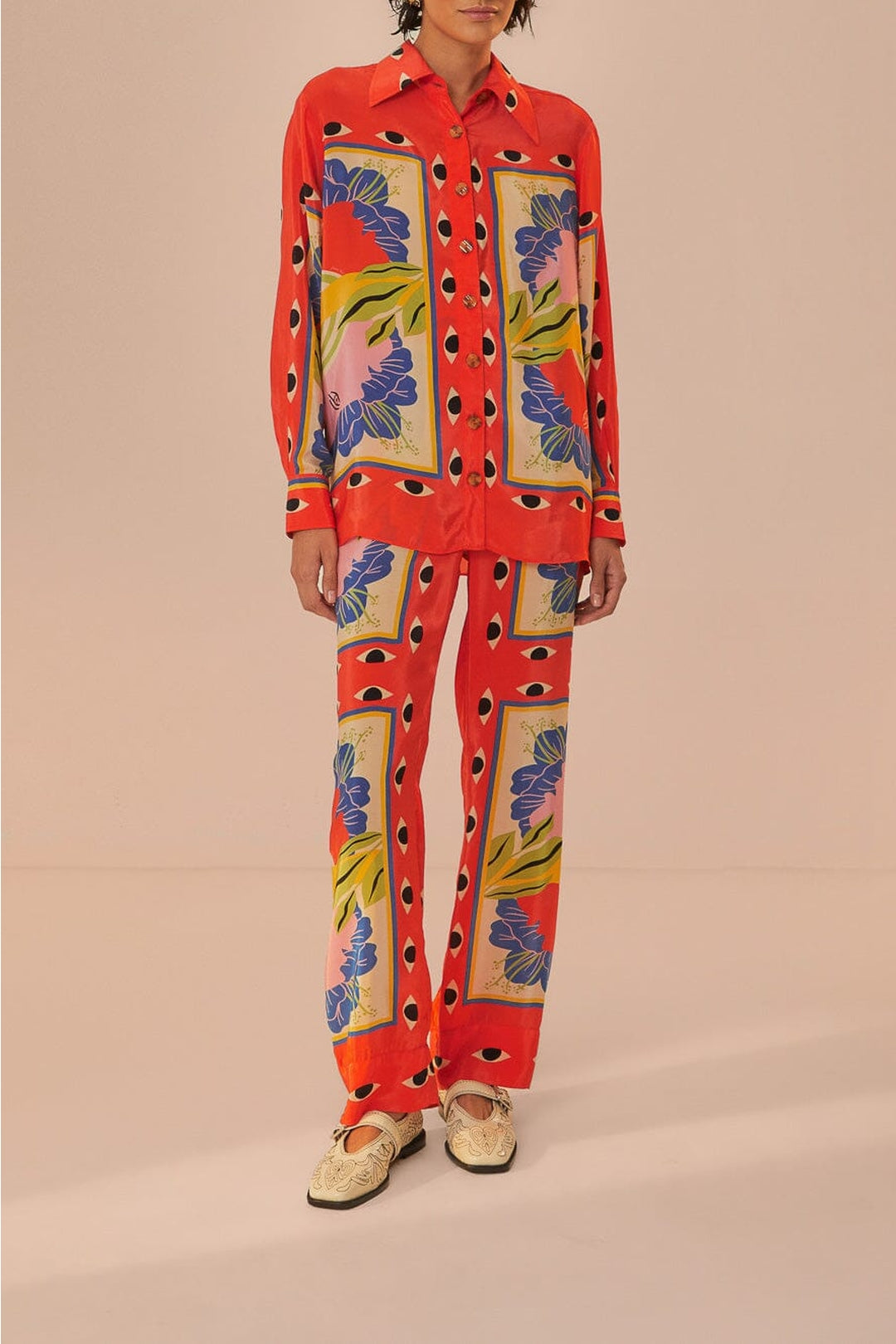 Pantalon Surreal en foulard - Rouge