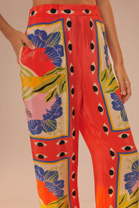 Pantalon Surreal en foulard - Rouge