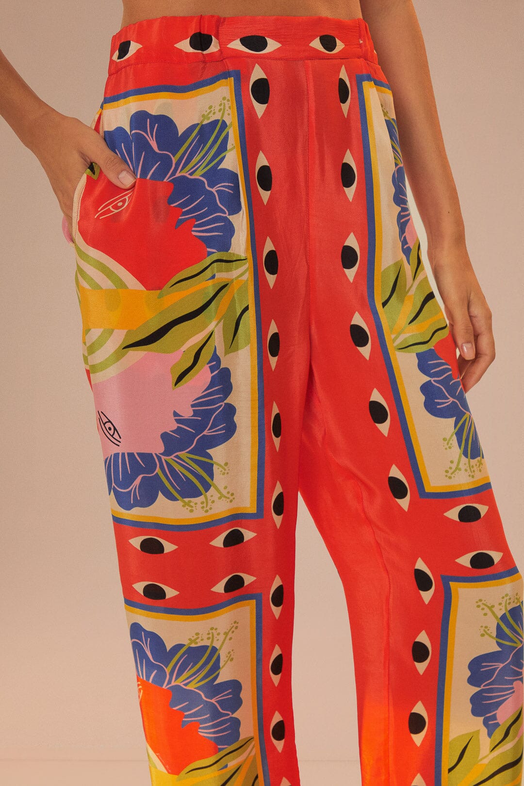 Pantalon Surreal en foulard - Rouge