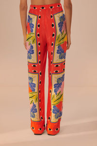 Pantalon Surreal en foulard - Rouge