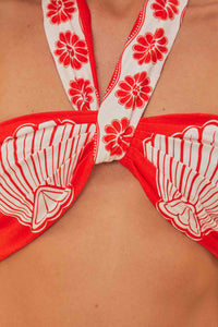 Top court Ainika Shell en lin - Rouge