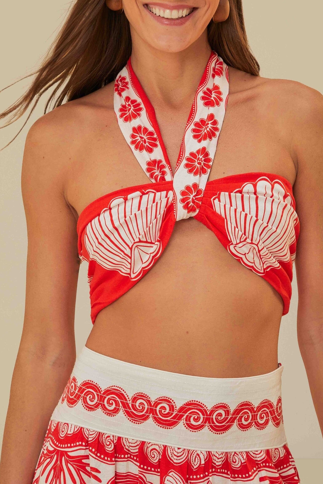 Top court Ainika Shell en lin - Rouge