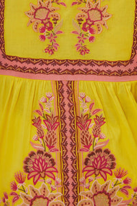 Blouse brodée Garden Tapestry en coton - Jaune