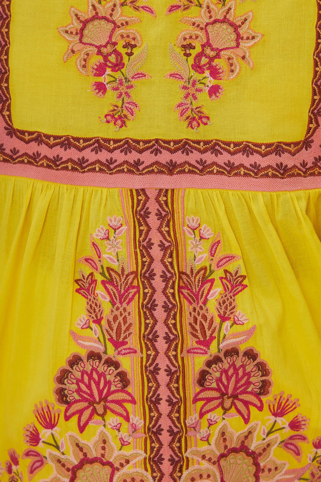 Blouse brodée Garden Tapestry en coton - Jaune