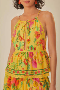 Blouse Delicate Fruit Garden sans manches en coton - Jaune