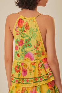 Blouse Delicate Fruit Garden sans manches en coton - Jaune