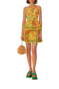 Jupe courte Delicate Fruit Garden en coton - Jaune