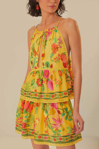 Jupe courte Delicate Fruit Garden en coton - Jaune