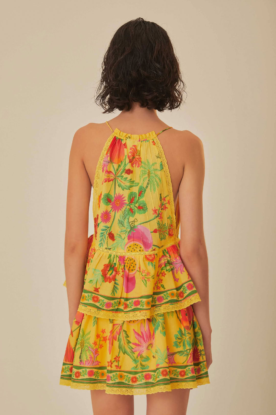 Jupe courte Delicate Fruit Garden en coton - Jaune