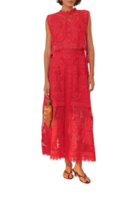 Top sans manches en dentelle - Rouge