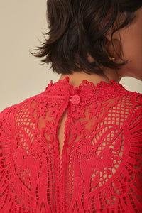 Top sans manches en dentelle - Rouge