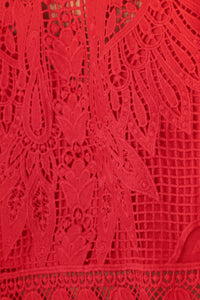 Top sans manches en dentelle - Rouge